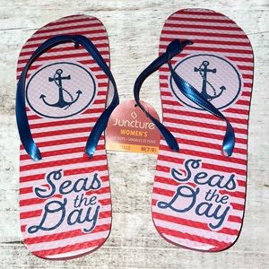 Women's Juncture "Seas the Day 2022" Flip-Flops - Red/White